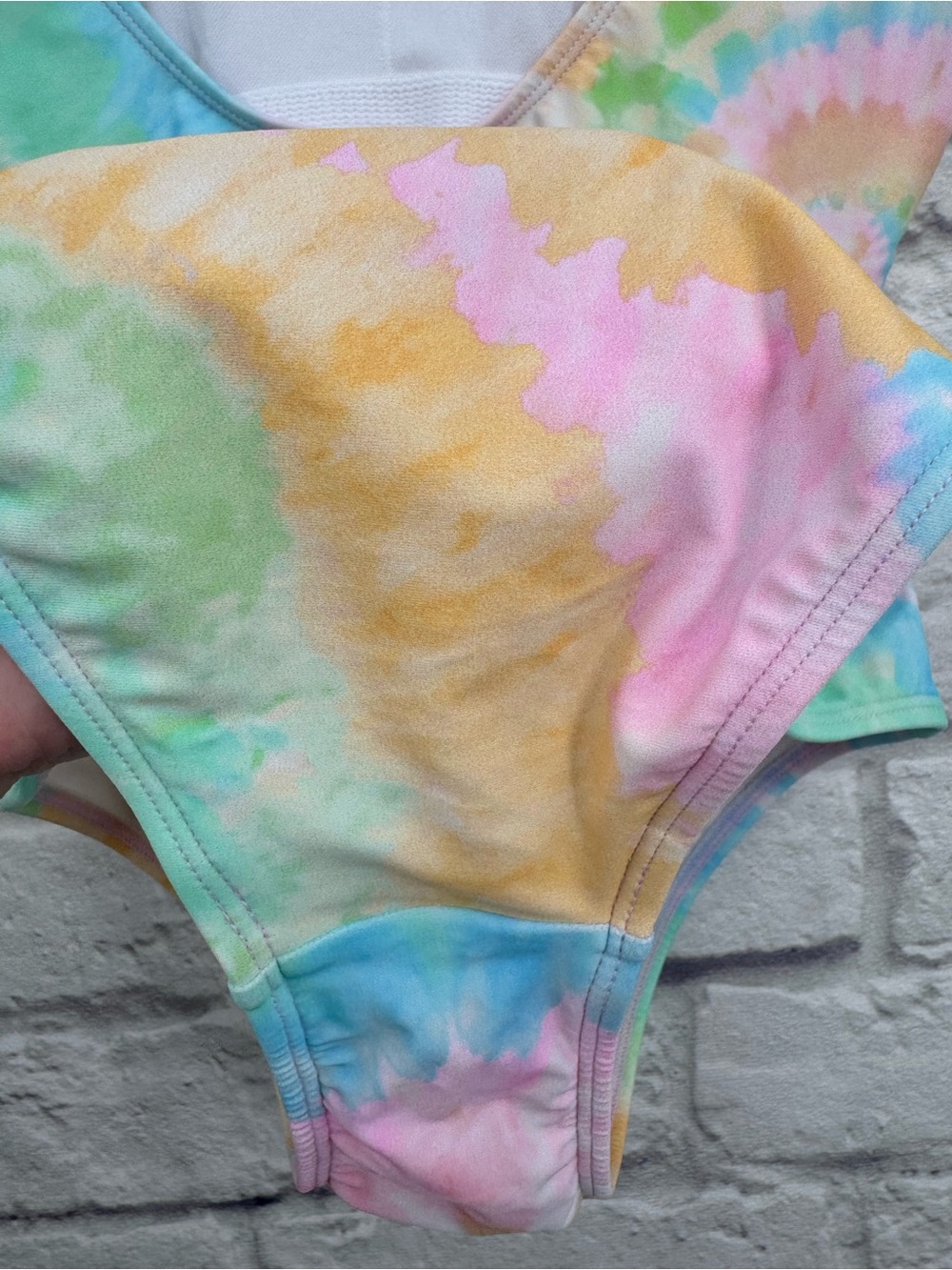 Stoney Clover Lane x Target Rainbow Tie Dye One Piece Swimsuit Small S Pastel Y2 - Picture 6 of 11